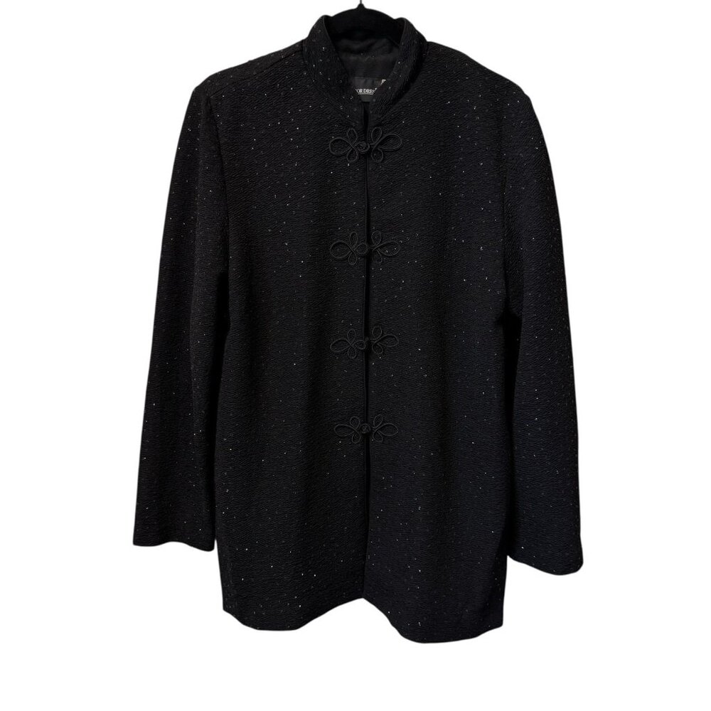 SAG HARBOR DRESS VINTAGE SUIT JACKET BLACK SPARKLE EMBELLISHED ELEGANT SIZE 14